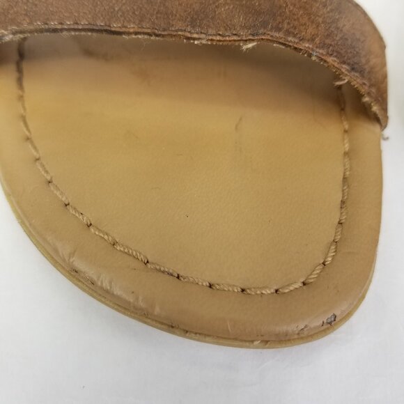 Franco Sarto Gelato Sandals Womens 6 Caramel Brown Leather Zipper Heel Gladiator - Picture 11 of 14